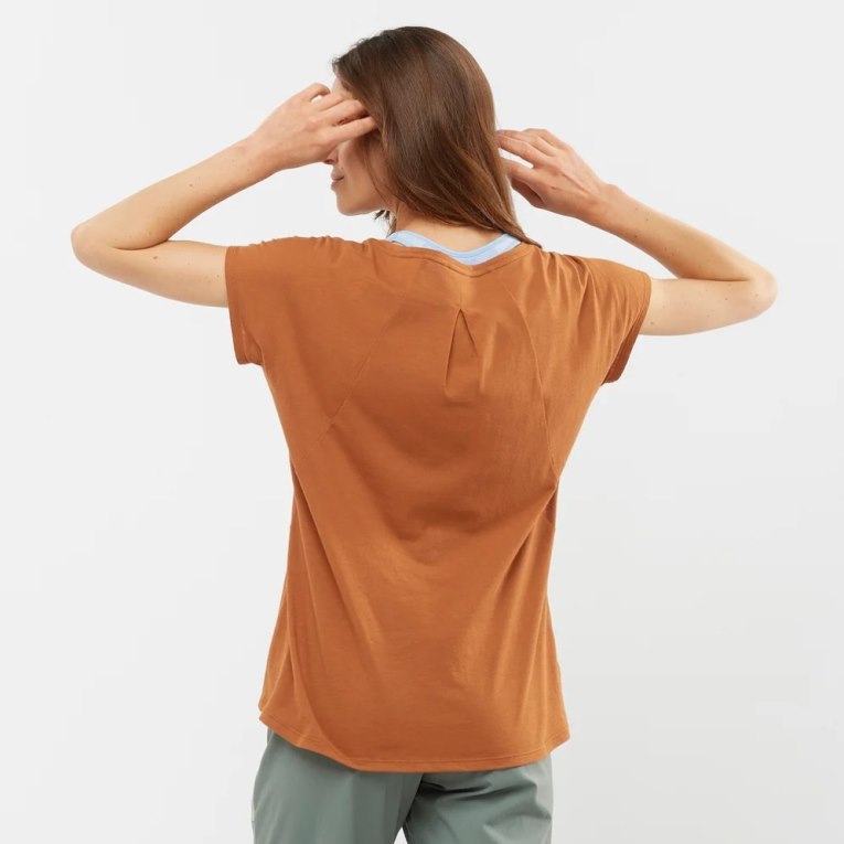 Brown Salomon Essential Shaped Short Sleeve Women's T-Shirts | IE HR4317